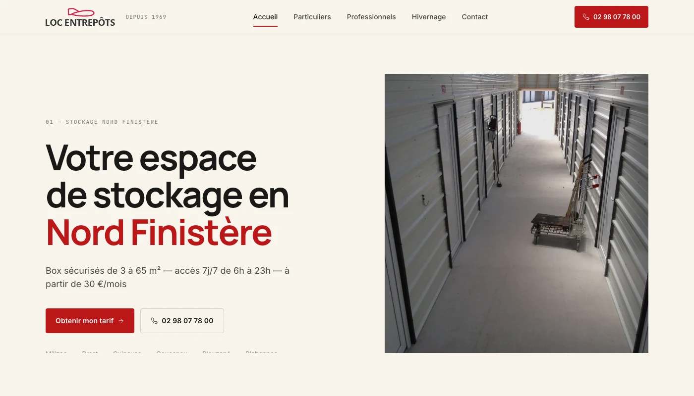 Capture du site Loc Entrepôts